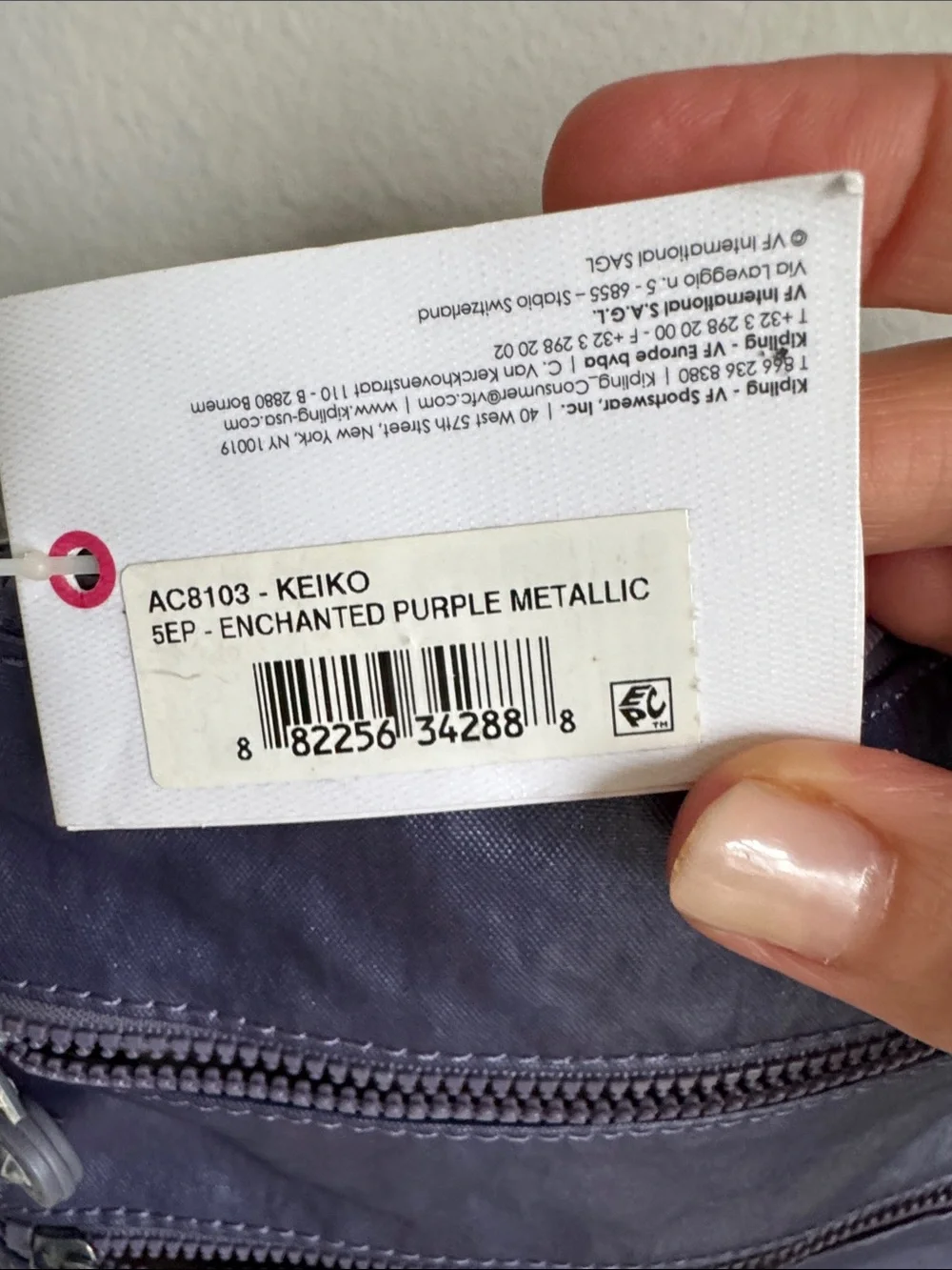 Kipling Rachael Crossbody Bag NWT Enchanted Purple Metallic Nylon Monkey Charm